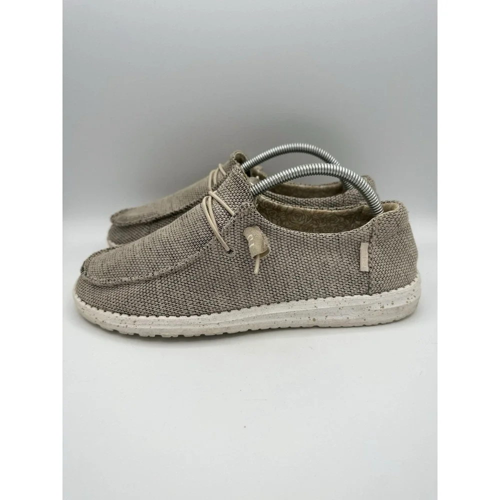 Hey Dude Women's Shoes Wendy Sox Sand Beige Size 10 Slip On White Sole Casual